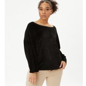 Michael Stars Black Velvet Boatneck Long Sleeve Top Shirt Size Small S NEW